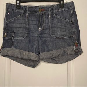 Tommy Hilfiger Boyfriend Style Rolled Up Cuffed Hem Denim Blue Jean Shorts